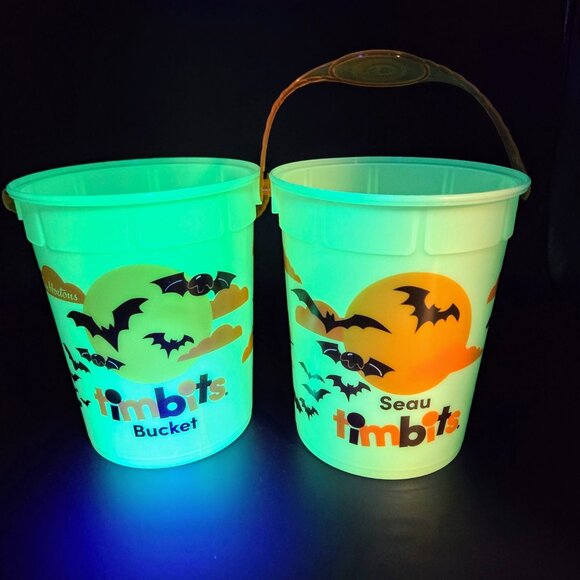 2023 Tim Hortons Halloween Timbits Bucket Glow In The Dark Lot Of 2 Read - Picture 11 of 11